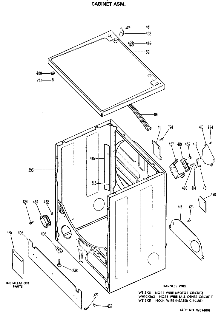 CABINET ASM. Diagram and Parts List for DLB2900MAL  Hotpoint Dryer