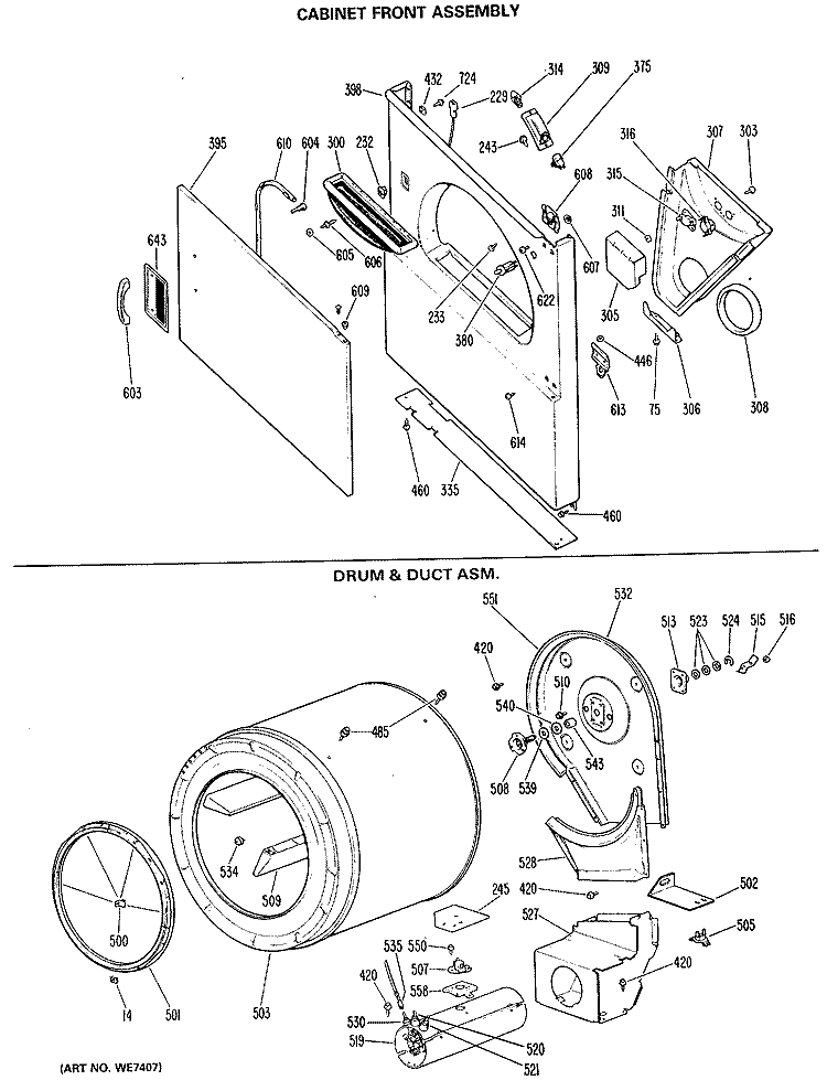 CABINET FRONT ASSEMBLY Diagram and Parts List for DLB2900MAL  Hotpoint Dryer