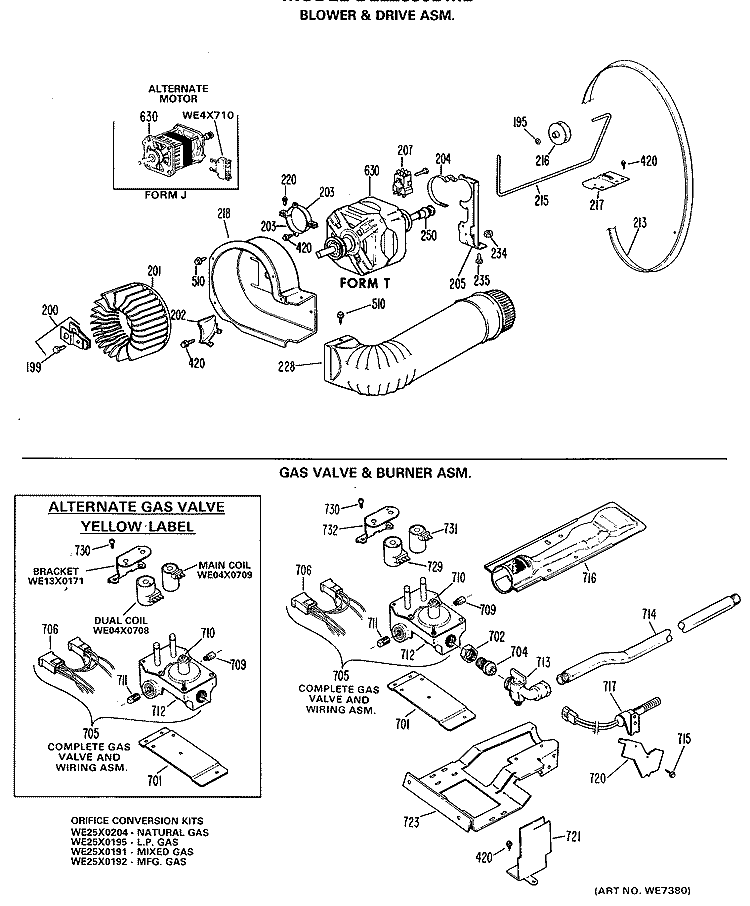 BLOWER & DRIVE ASM. Diagram and Parts List for DLL2880DML  Hotpoint Dryer
