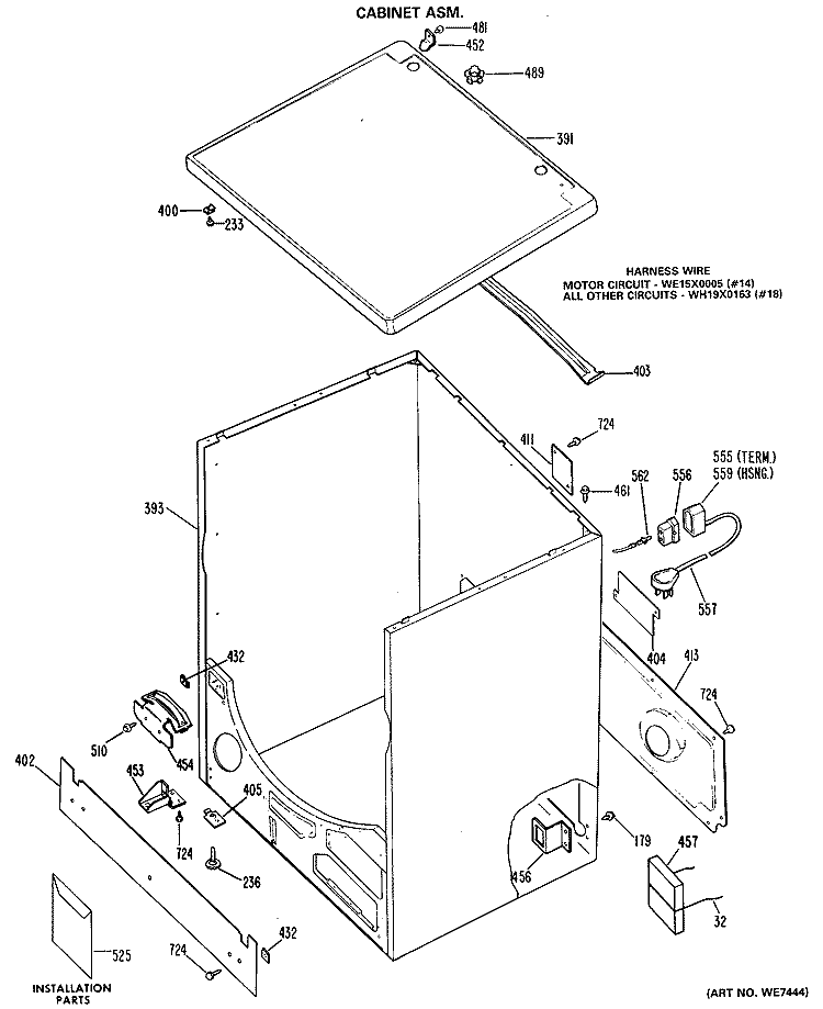 CABINET ASM. Diagram and Parts List for DLL1550BHL  Hotpoint Dryer