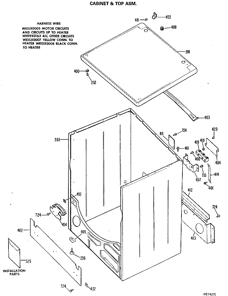 CABINET & TOP ASM. Diagram and Parts List for DLB2650BNL  Hotpoint Dryer