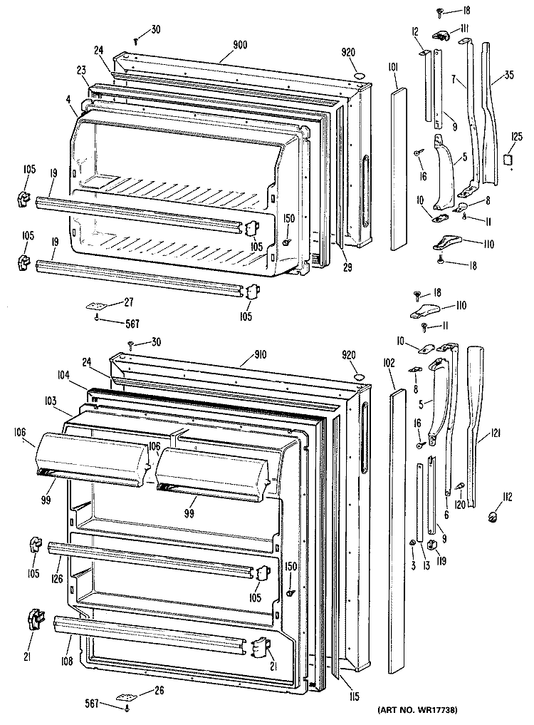 Section Diagram and Parts List for TCT16AMDRWH  Hotpoint Refrigerator
