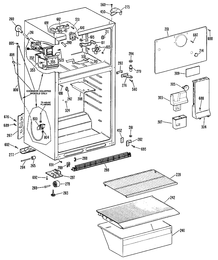 Section Diagram and Parts List for TCT16AMDRWH  Hotpoint Refrigerator