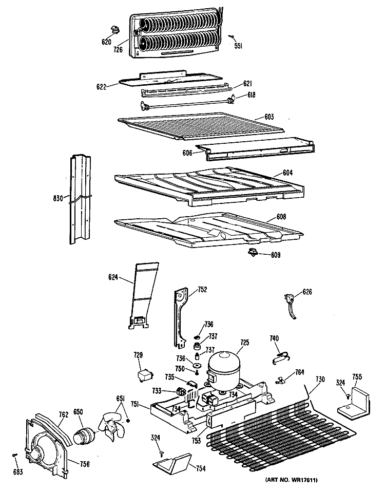 Section Diagram and Parts List for CTX22GMTRAD  Hotpoint Refrigerator