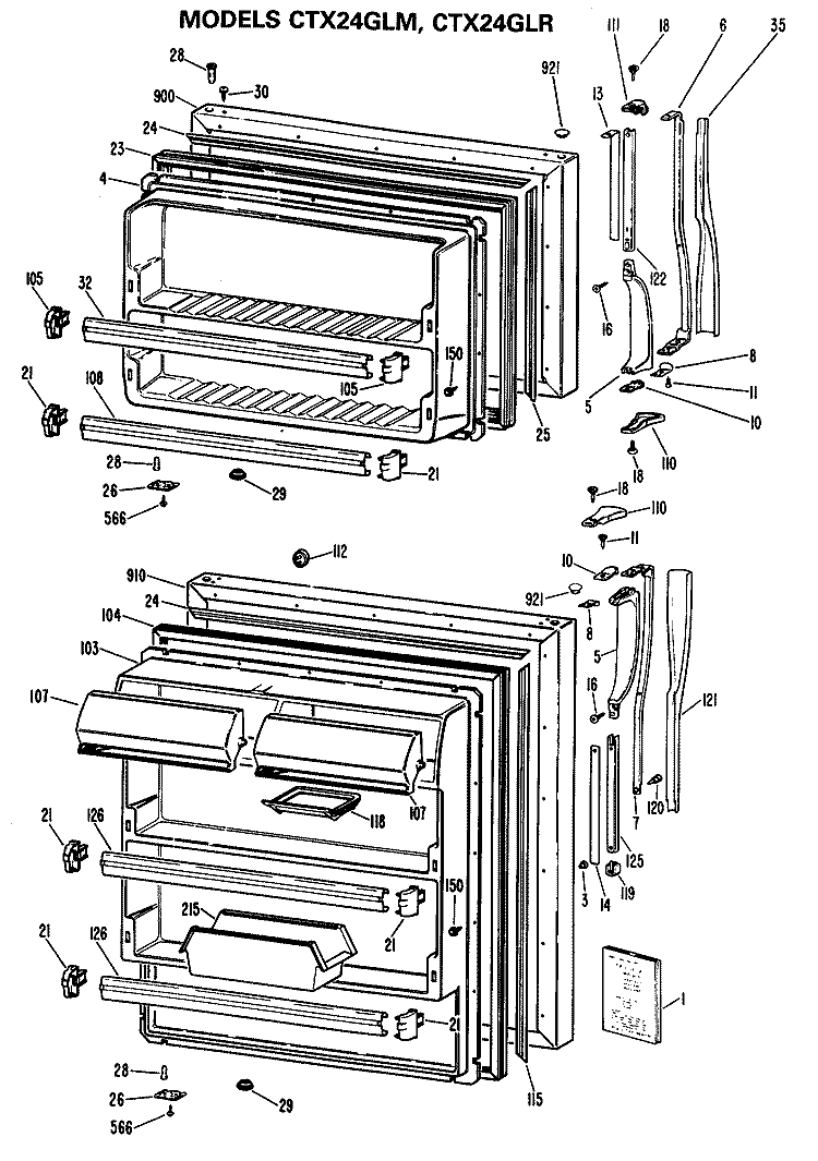 Section Diagram and Parts List for CTX24GLRRAD  Hotpoint Refrigerator