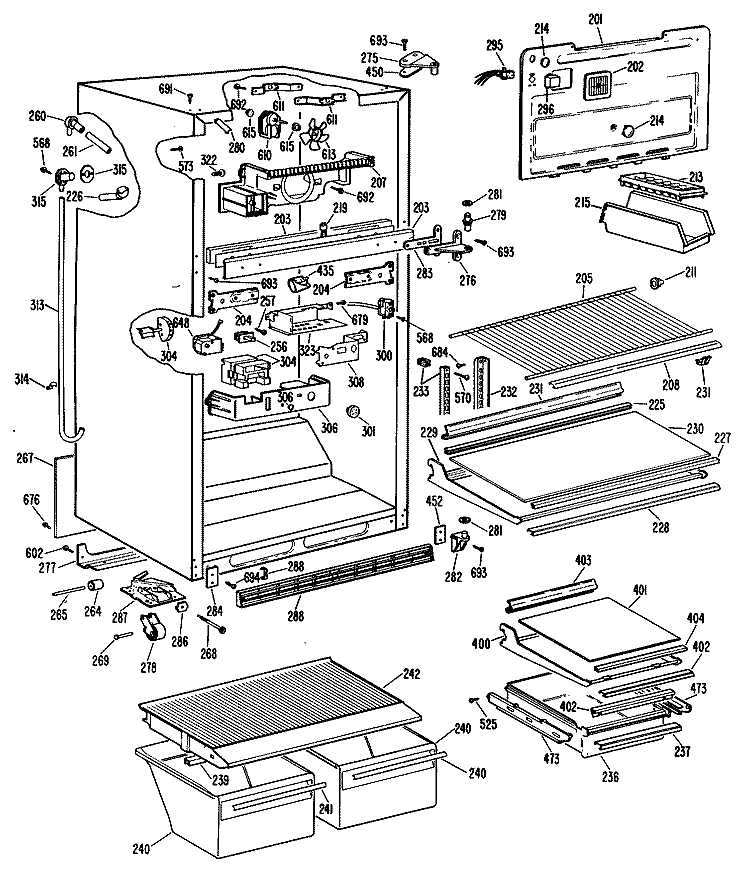 Section Diagram and Parts List for CTX24GLRRAD  Hotpoint Refrigerator