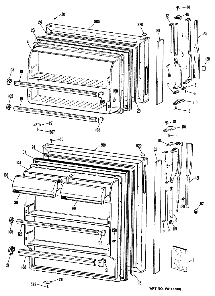 Section Diagram and Parts List for CTX16CPELAD  Hotpoint Refrigerator