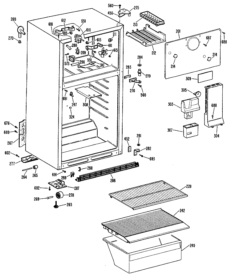Section Diagram and Parts List for CTX16CPELAD  Hotpoint Refrigerator