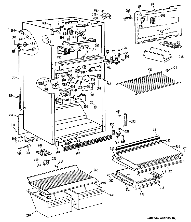 Section Diagram and Parts List for CTX24GPERAD  Hotpoint Refrigerator
