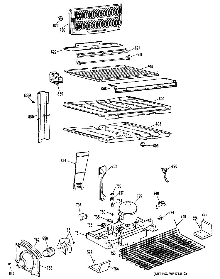 Section Diagram and Parts List for CTX24GPERAD  Hotpoint Refrigerator