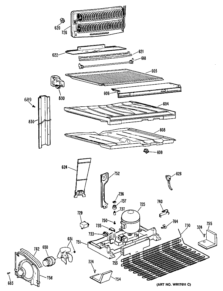 Section Diagram and Parts List for CTX25GPERWH  Hotpoint Refrigerator