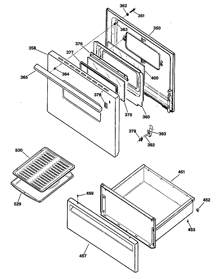 Section Diagram and Parts List for RB636*R1  Hotpoint Range