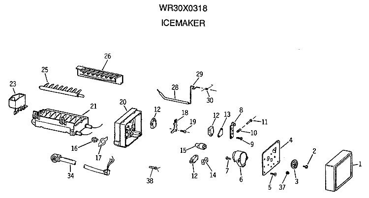 ICEMAKER Diagram and Parts List for CTX21GIXBRAA  Hotpoint Refrigerator