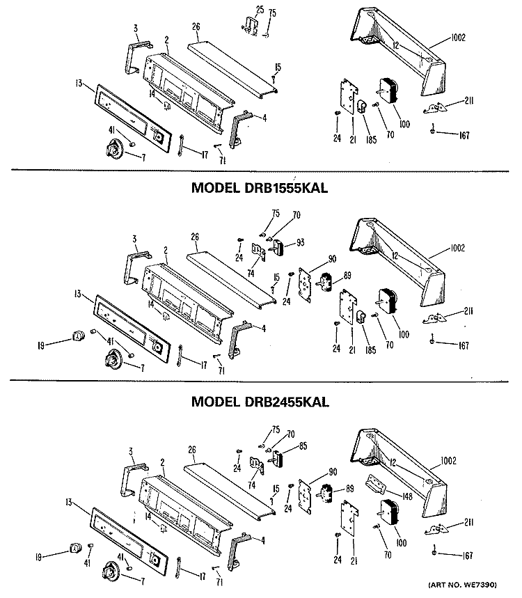 Section Diagram and Parts List for DRB1255KAL  General Electric Dryer