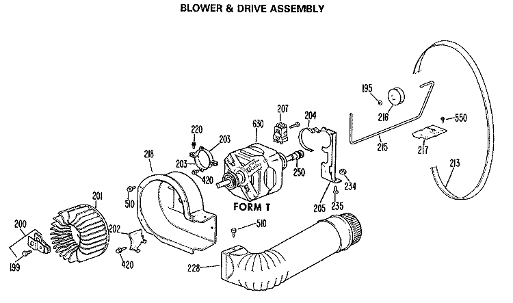 BLOWER & DRIVE ASSEMBLY Diagram and Parts List for DRB2885KBL  General Electric Dryer