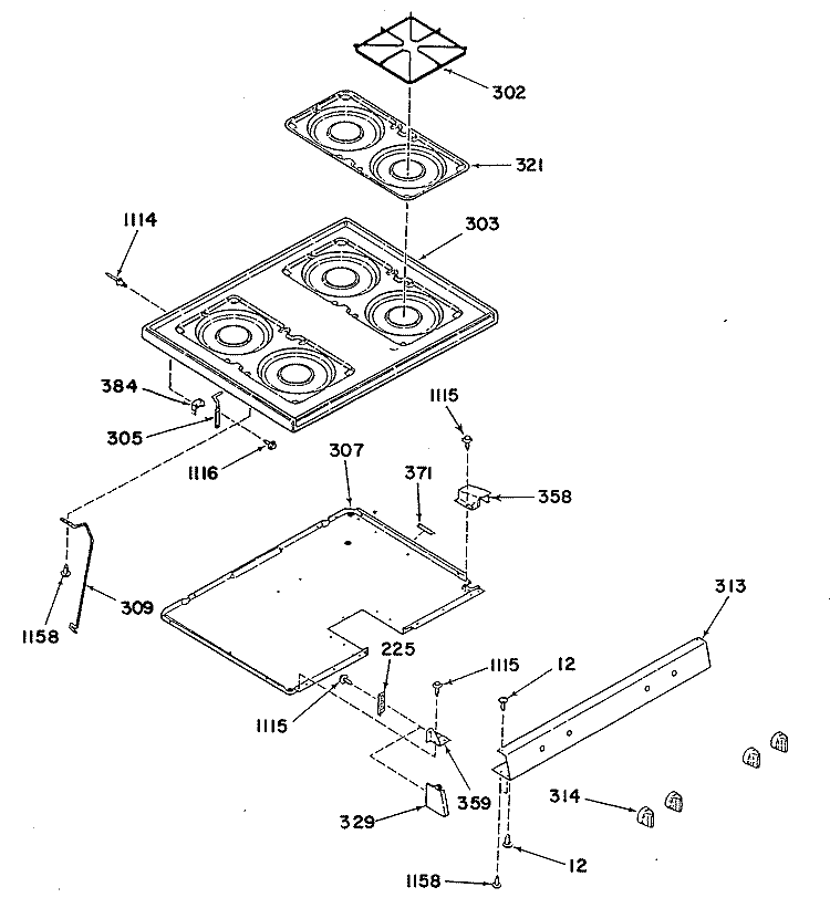 Section Diagram and Parts List for 14788L0  General Electric Range