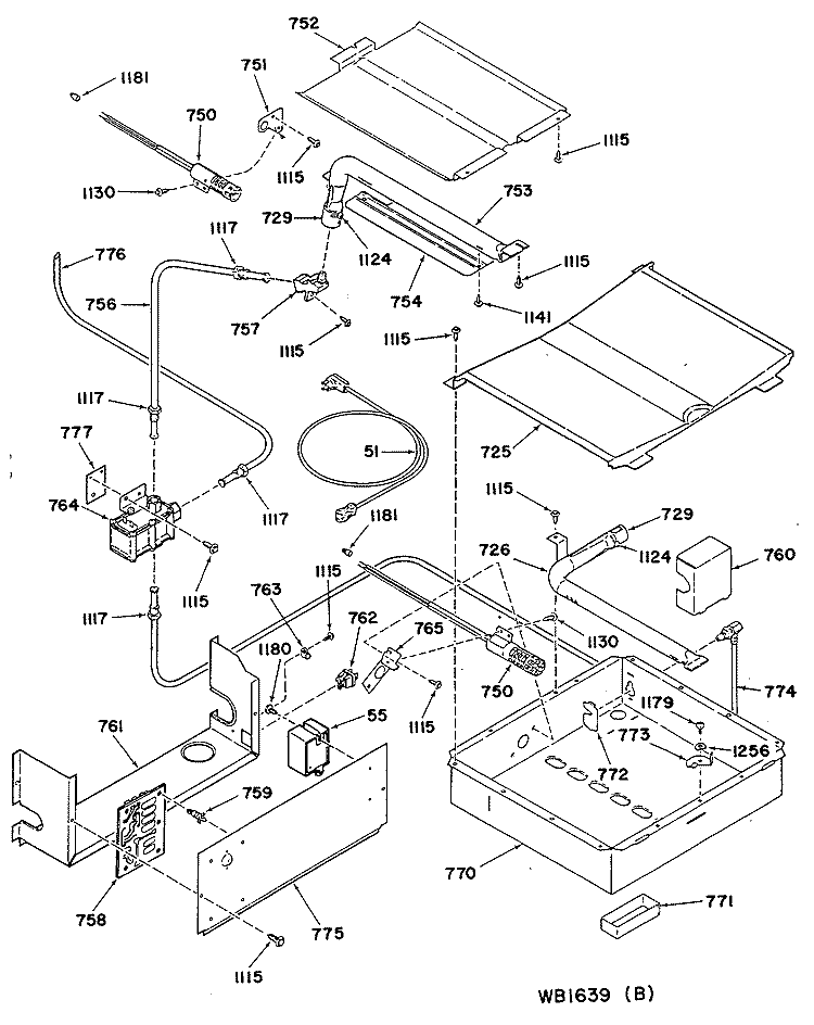 Section Diagram and Parts List for 14788L0  General Electric Range