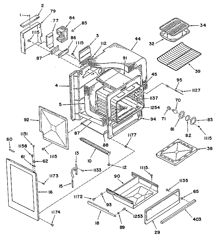 Section Diagram and Parts List for 14888B0  General Electric Range
