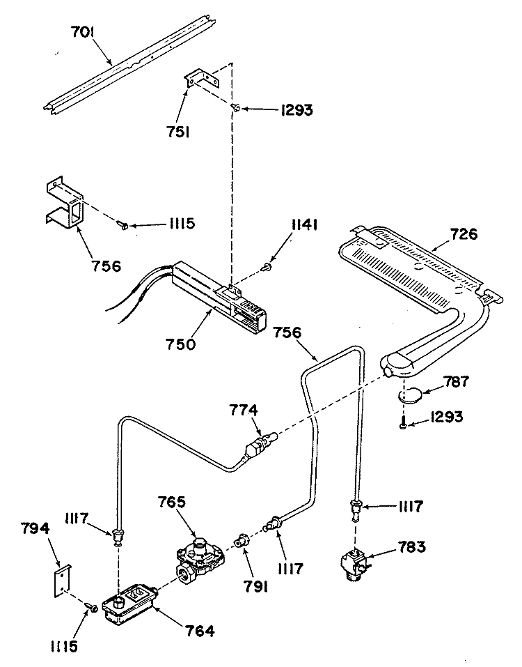 Section Diagram and Parts List for L2J120EL0  General Electric Range