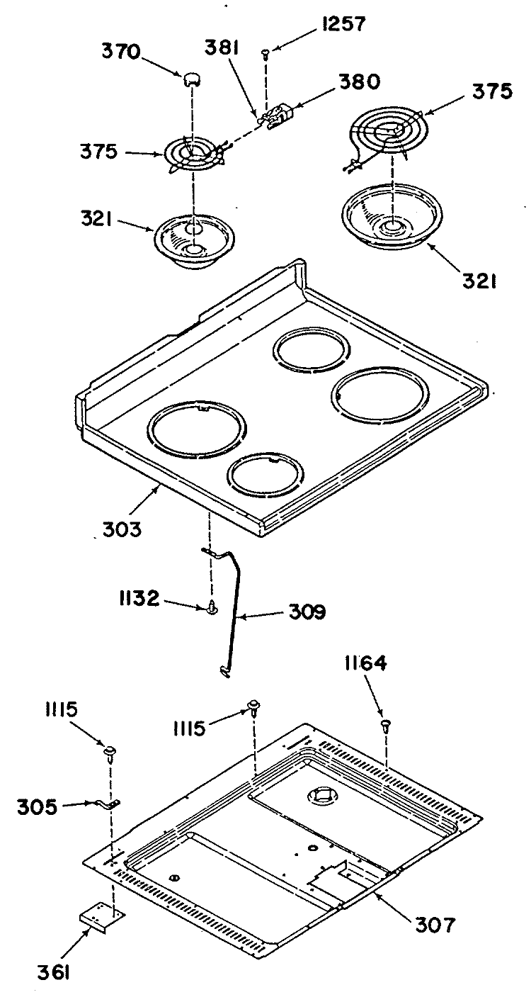 Section Diagram and Parts List for 24588B0  General Electric Range