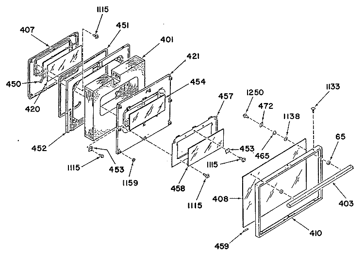 Section Diagram and Parts List for 24588B0  General Electric Range