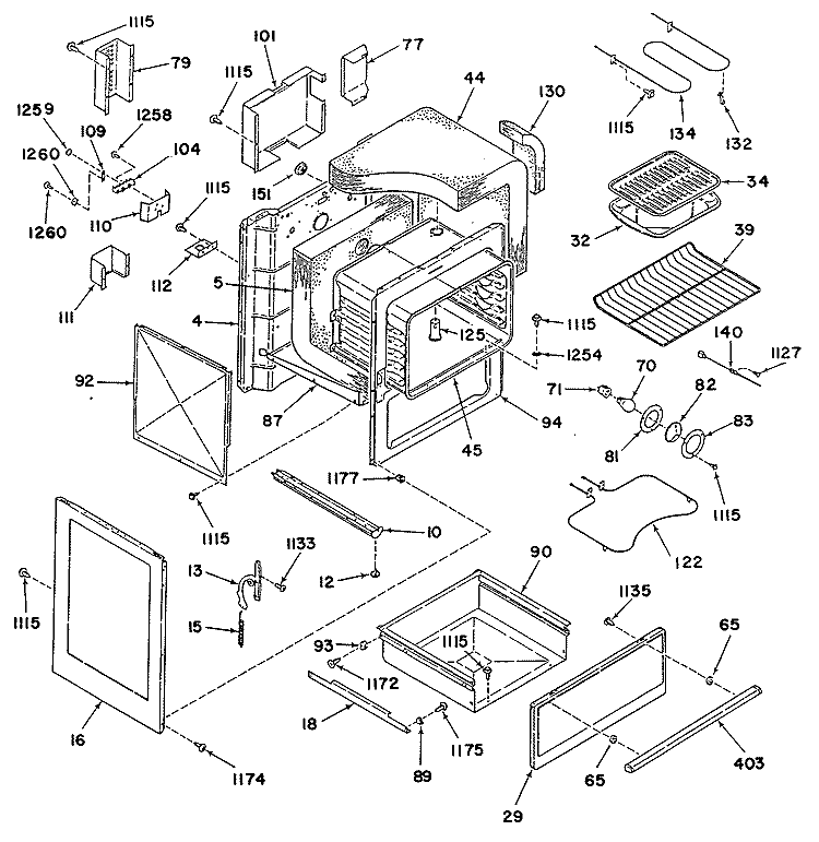 Section Diagram and Parts List for 24688B0  General Electric Range