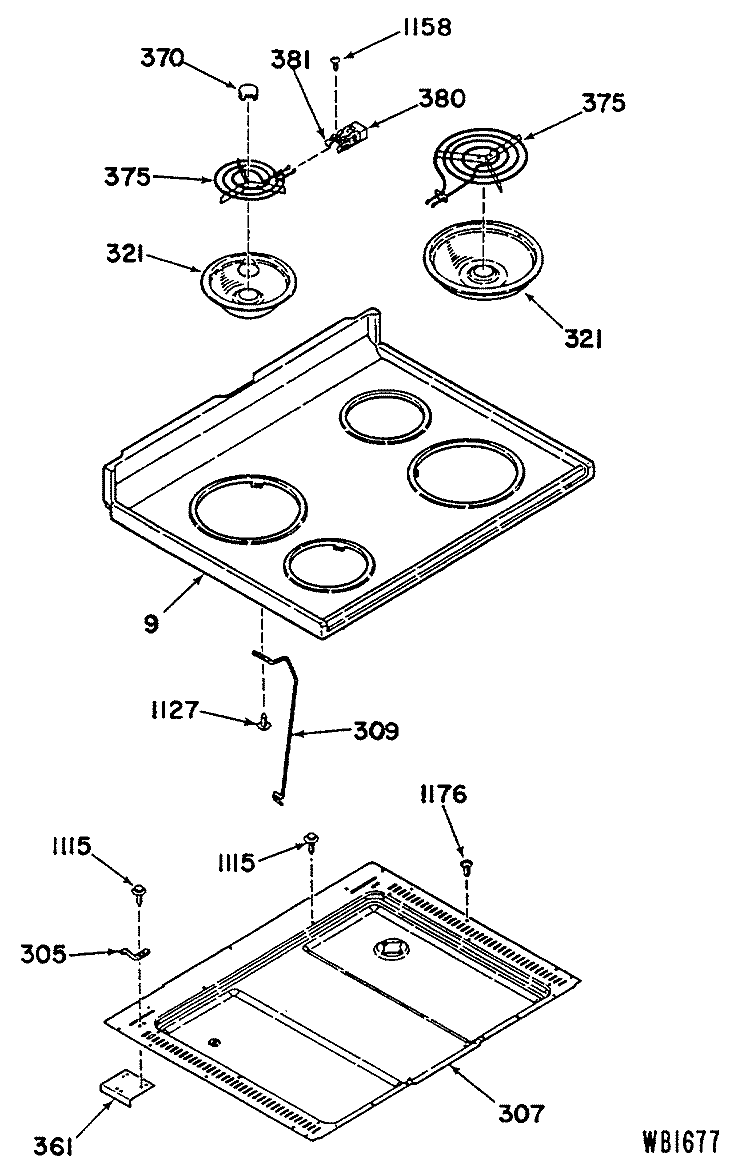 Section Diagram and Parts List for L3B130G0L0  General Electric Range