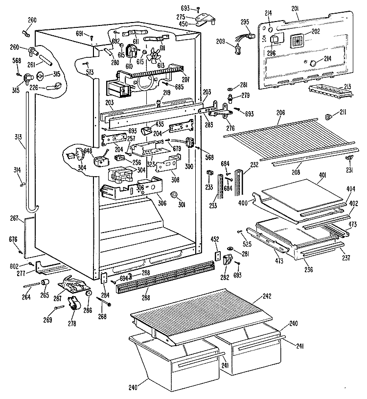 Section Diagram and Parts List for MTX18ELERWH  General Electric Refrigerator
