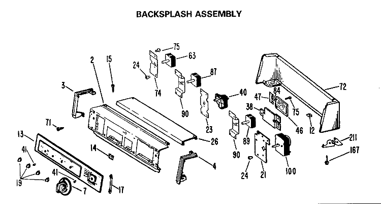 BACKSPLASH ASSEMBLY Diagram and Parts List for DRL2885MBL  General Electric Dryer