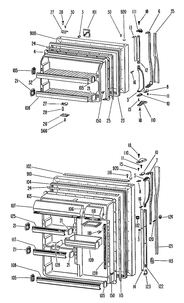 Section Diagram and Parts List for TBX23ZGBR  General Electric Refrigerator