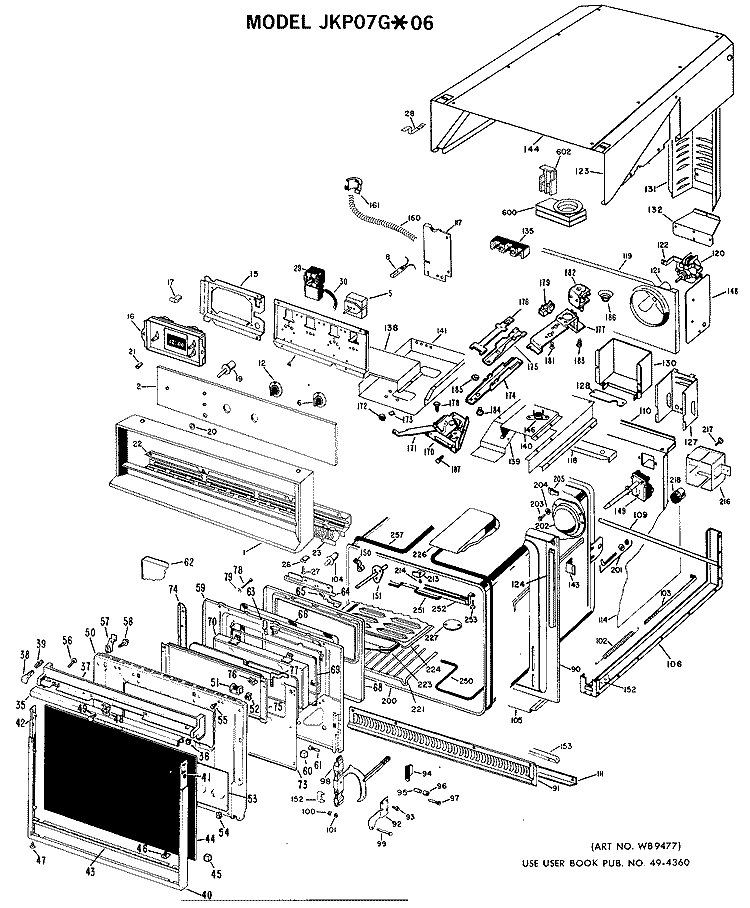 Section Diagram and Parts List for JKP07G*06  General Electric Wall Oven