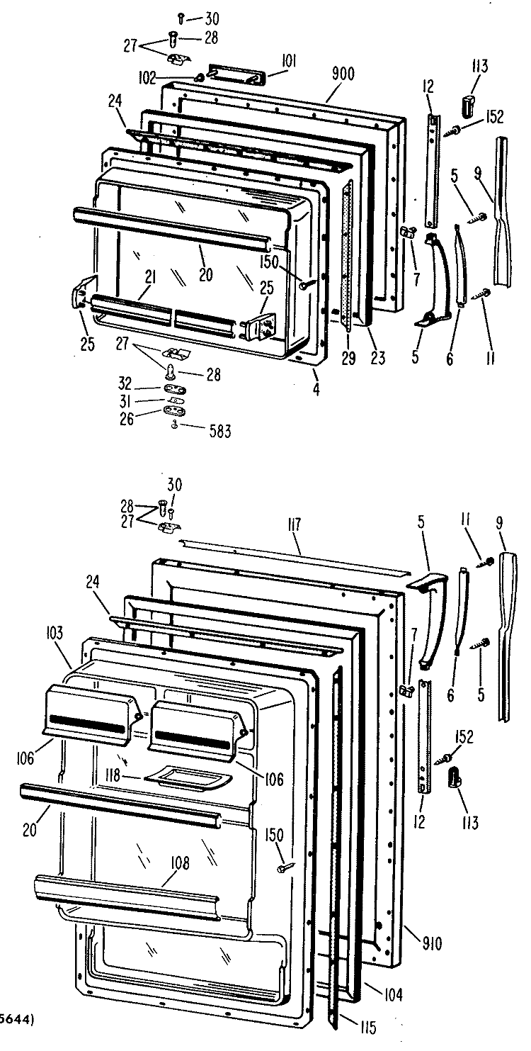 Section Diagram and Parts List for TBF15SBML  General Electric Refrigerator