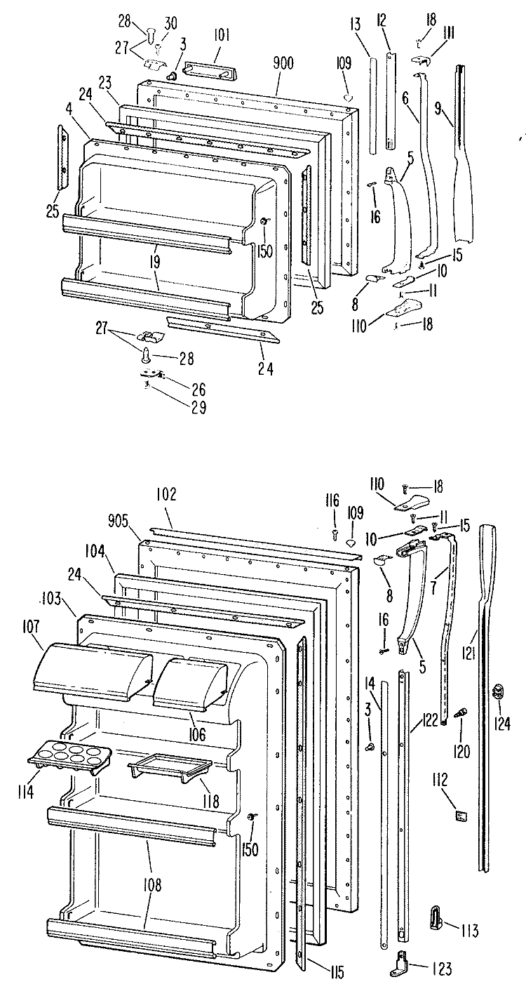 Section Diagram and Parts List for TBF17ZBCR  General Electric Refrigerator