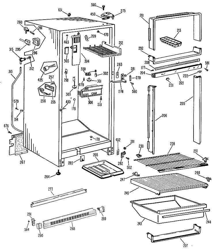 Section Diagram and Parts List for TBF15SBDL  General Electric Refrigerator
