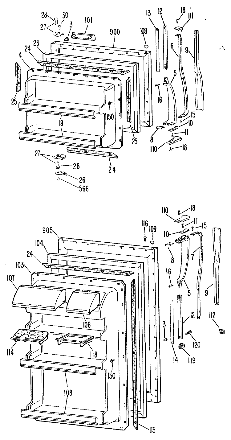 Section Diagram and Parts List for TBF17DBCR  General Electric Refrigerator