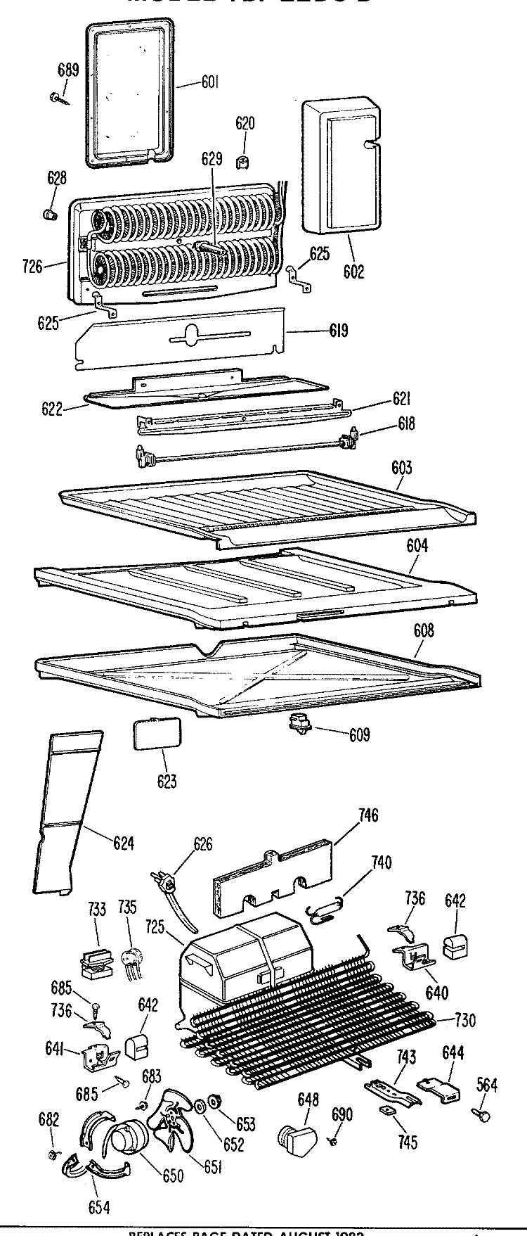 Section Diagram and Parts List for TBF22DCCR  General Electric Refrigerator