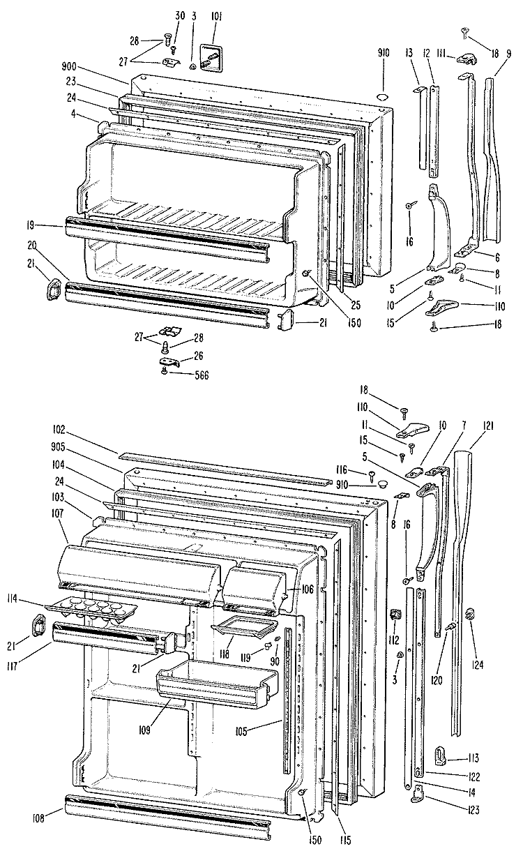 Section Diagram and Parts List for TBF22ZCCR  General Electric Refrigerator