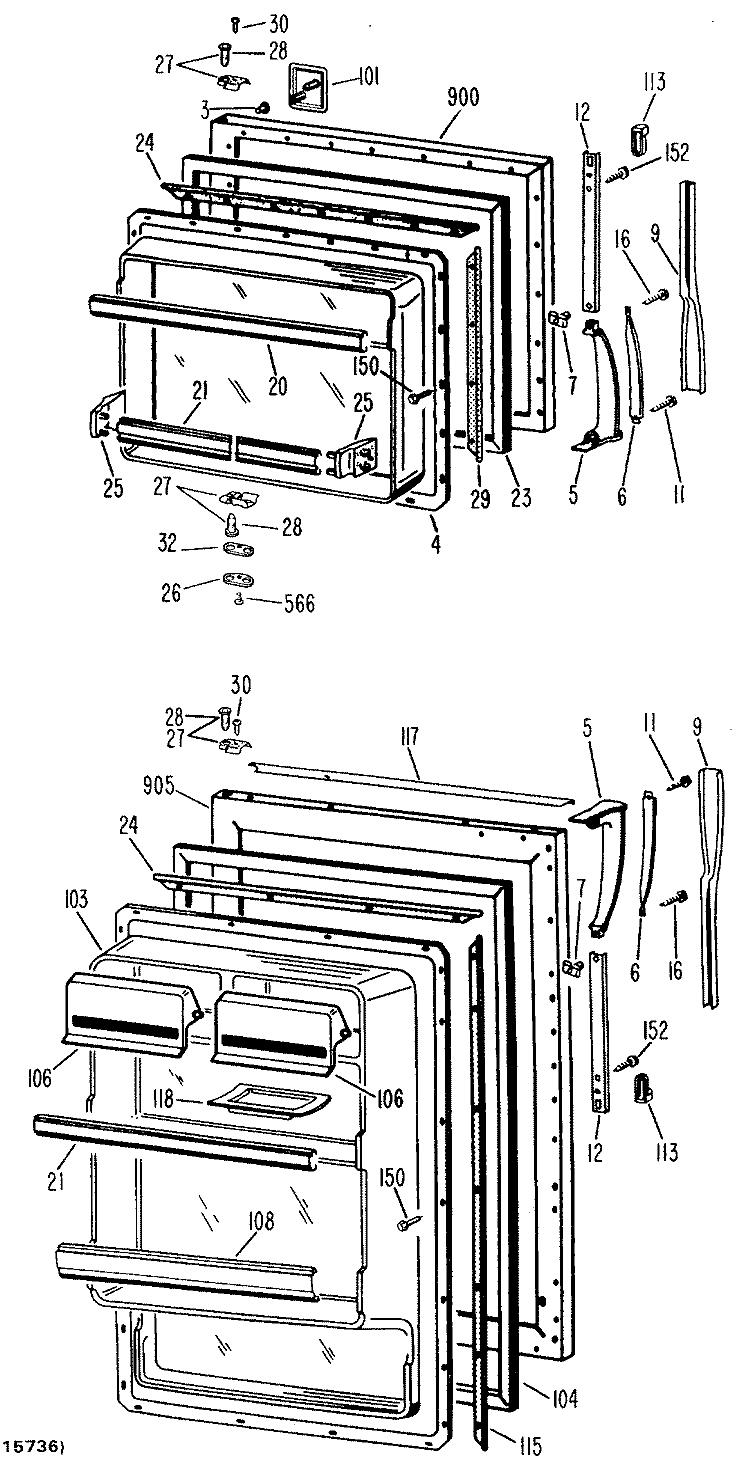 Section Diagram and Parts List for TBF15SCCR  General Electric Refrigerator