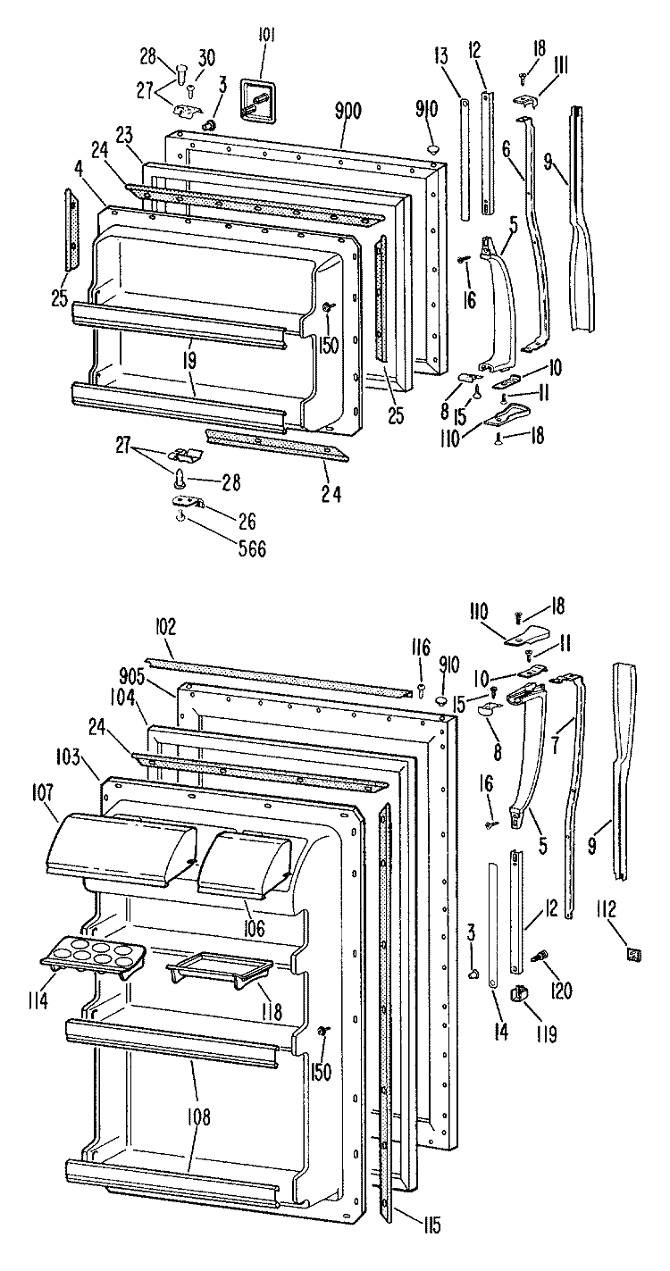 Section Diagram and Parts List for TBF17DCCR  General Electric Refrigerator