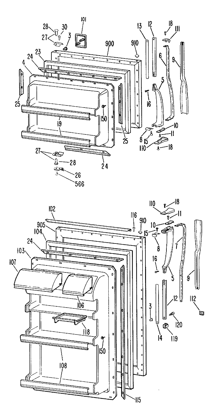 Section Diagram and Parts List for TBF17KCCR  General Electric Refrigerator
