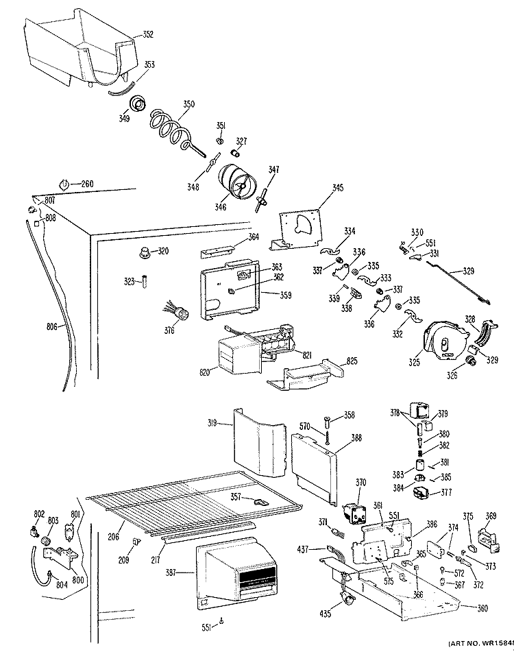 Section Diagram and Parts List for TBX22RFDL  General Electric Refrigerator