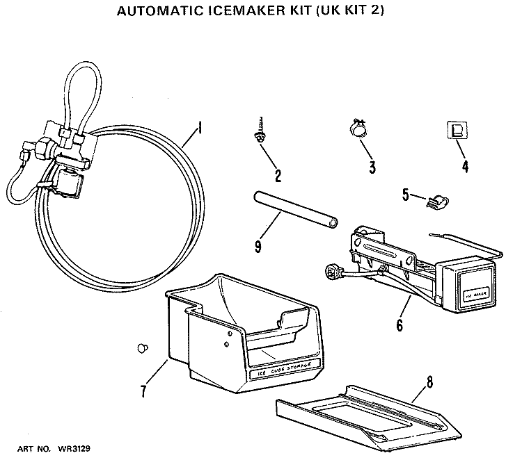 AUTOMATIC ICEMAKER KIT Diagram and Parts List for UKKIT2  General Electric Ice Maker