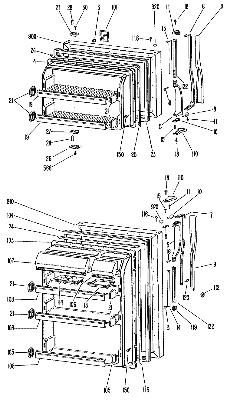 Section Diagram and Parts List for TBX18AGCR  General Electric Refrigerator