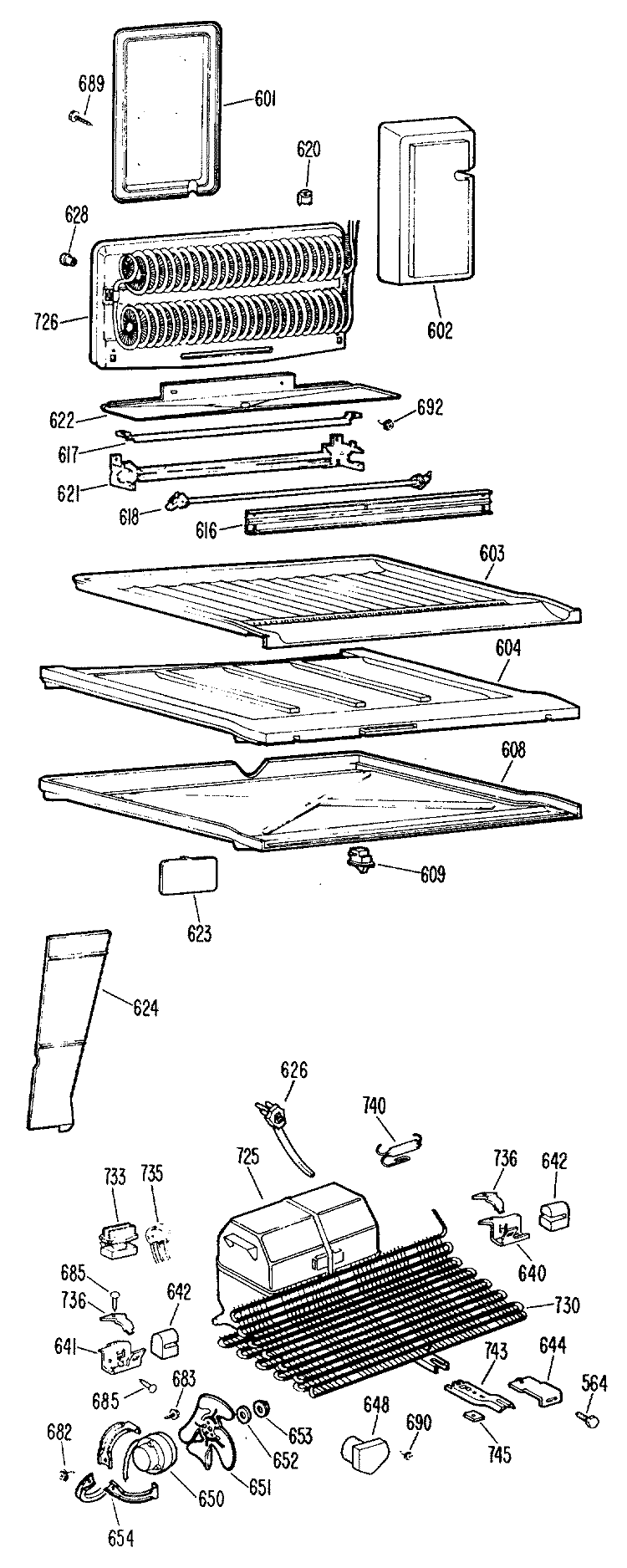 Section Diagram and Parts List for TBX18BGCR  General Electric Refrigerator