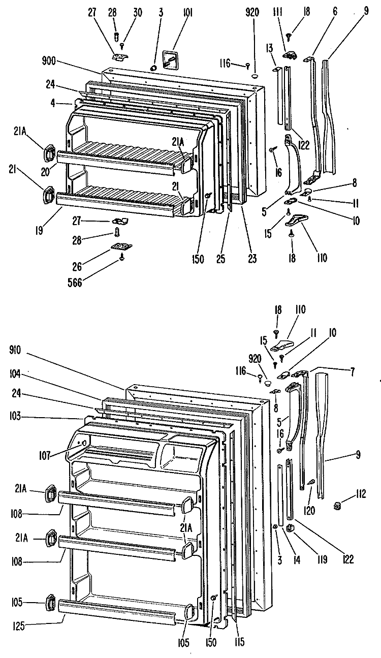 Section Diagram and Parts List for TBX18LGDR  General Electric Refrigerator
