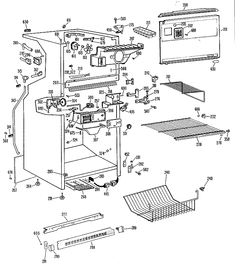Section Diagram and Parts List for TBX18LGDR  General Electric Refrigerator