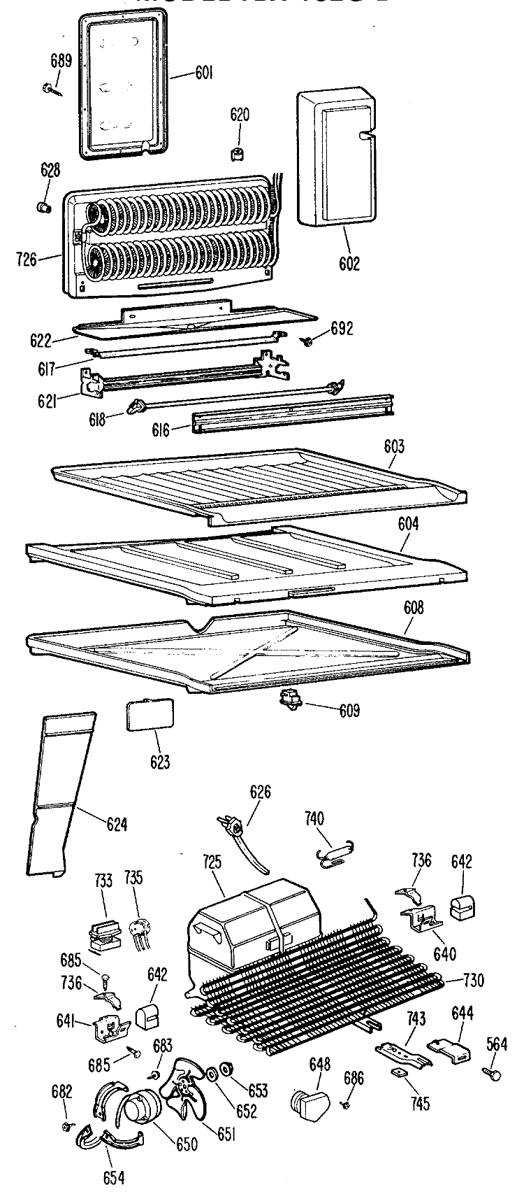 Section Diagram and Parts List for TBX18ZGCR  General Electric Refrigerator