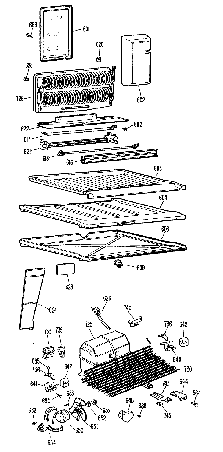 Section Diagram and Parts List for TBX20DGCR  General Electric Refrigerator