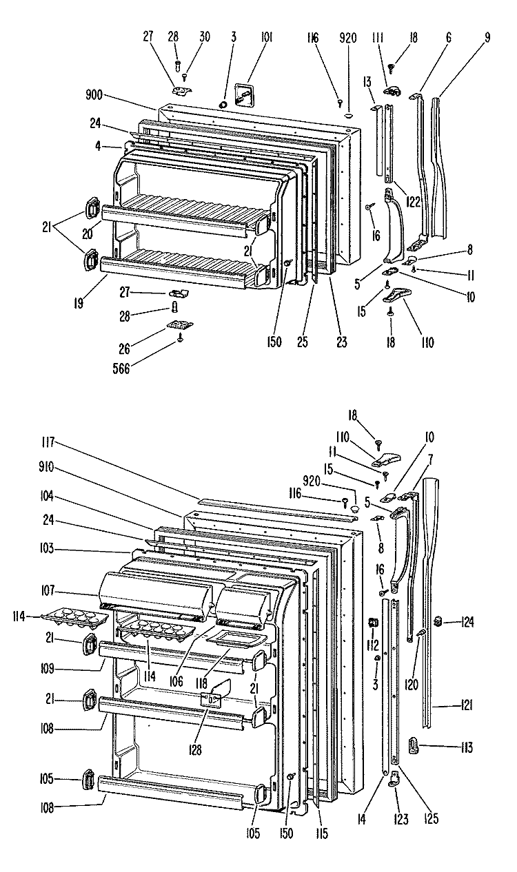 Section Diagram and Parts List for TBX20ZGCR  General Electric Refrigerator