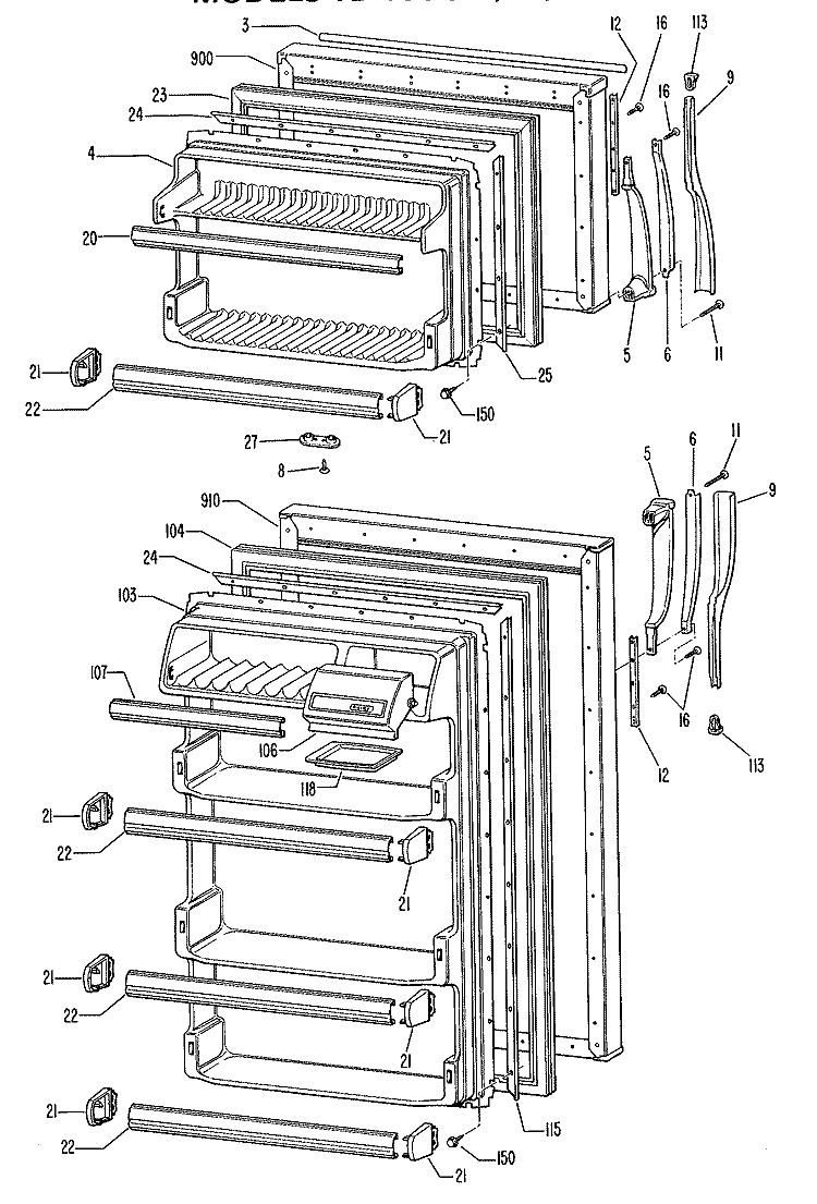 Section Diagram and Parts List for TB15SGER  General Electric Refrigerator